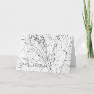 Cartes Pour Fêtes Annuelles Herbe En Plumes Dans La Neige Horizontale