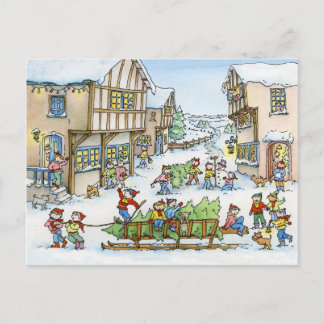 Cartes Pour Fêtes Annuelles Here Comes the Christmas Tree Postcard