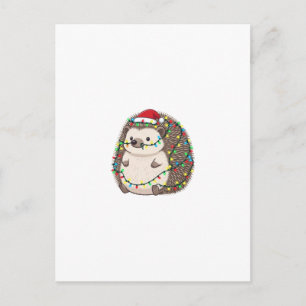 Cartes Pour Fêtes Annuelles Hérisson Chapeau de Père Noël Lumières de Noël Drô