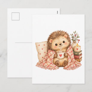 Cartes Pour Fêtes Annuelles Hérisson cosy de la Saint-Valentin avec du chocola
