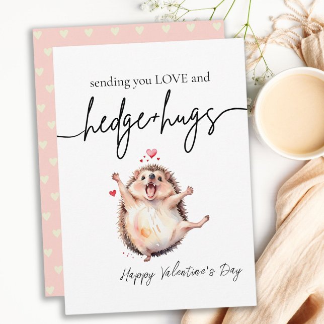 Cartes Pour Fêtes Annuelles Hérisson de l'Aquarelle Chatte Hérisson Jour de la (Darling Watercolor Hedgehog Pun Valentine's Day Holiday Card)