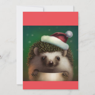 Cartes Pour Fêtes Annuelles Hérisson de Noël mignon, T-shirt Hedgehog Père Noë