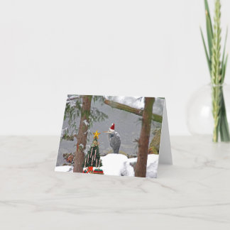 Cartes Pour Fêtes Annuelles Heron de Noël en photo de neige