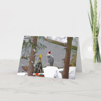 Cartes Pour Fêtes Annuelles Heron de Noël en photo de neige