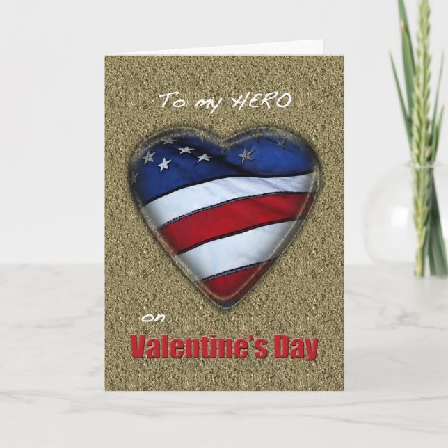 Cartes Pour Fêtes Annuelles Héros Valentine Coeur patriotique (Devant)
