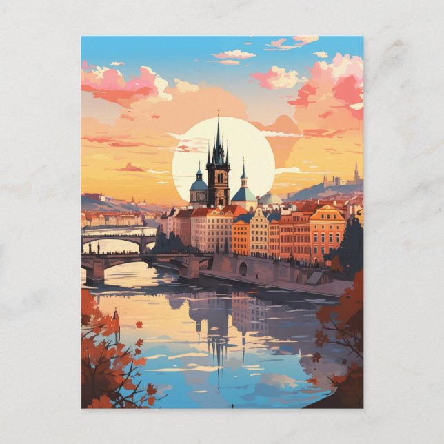 Cartes Pour Fêtes Annuelles Heure d'or à Prague (Devant)