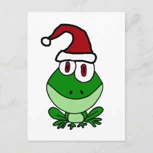 Cartes Pour Fêtes Annuelles Heureuse grenouille verte portant le chapeau du Pè