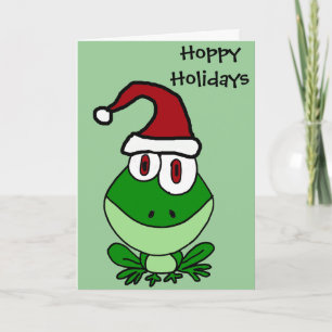 Cartes Pour Fêtes Annuelles Heureuse grenouille verte portant le chapeau du Pè
