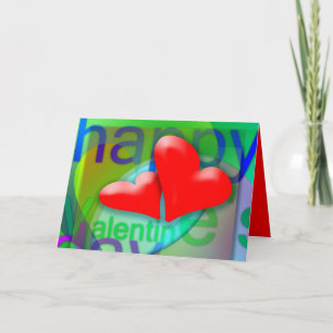 Cartes Pour Fêtes Annuelles Heureuse Sainte-Valentin 2 Red Hearts Salutation