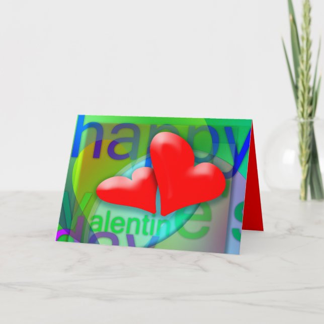 Cartes Pour Fêtes Annuelles Heureuse Sainte-Valentin 2 Red Hearts Salutation (Devant)