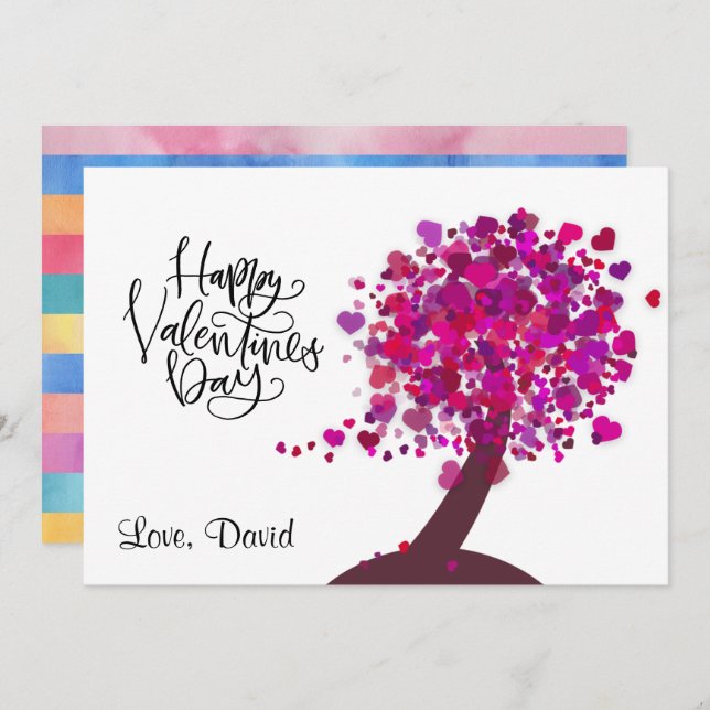 Cartes Pour Fêtes Annuelles Heureuse Sainte-Valentin | Aimer l'arbre de forme  (Devant / Derrière)