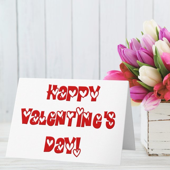 Cartes Pour Fêtes Annuelles Heureuse Sainte-Valentin avec coeur (Happy Valentine's Day with Hearts Holiday Card)