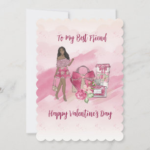 Cartes Pour Fêtes Annuelles Heureuse Sainte-Valentin Black Woman meilleur ami
