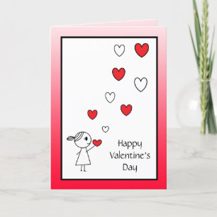 Cartes Pour Fêtes Annuelles Heureuse Sainte-Valentin Card Girl Throwing Hearts