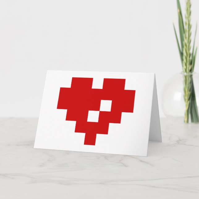 Cartes Pour Fêtes Annuelles Heureuse Sainte-Valentin / Coeur Pixel 8 bits Amou (Devant)