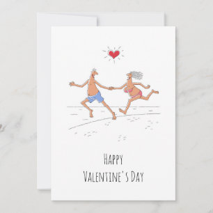 Cartes Pour Fêtes Annuelles Heureuse Sainte-Valentin Couple Lovers Beach Heart