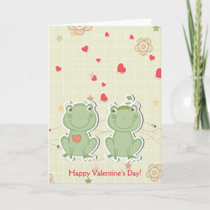 Cartes Pour Fêtes Annuelles Heureuse Sainte-Valentin Courting Frogs Coeurs rou