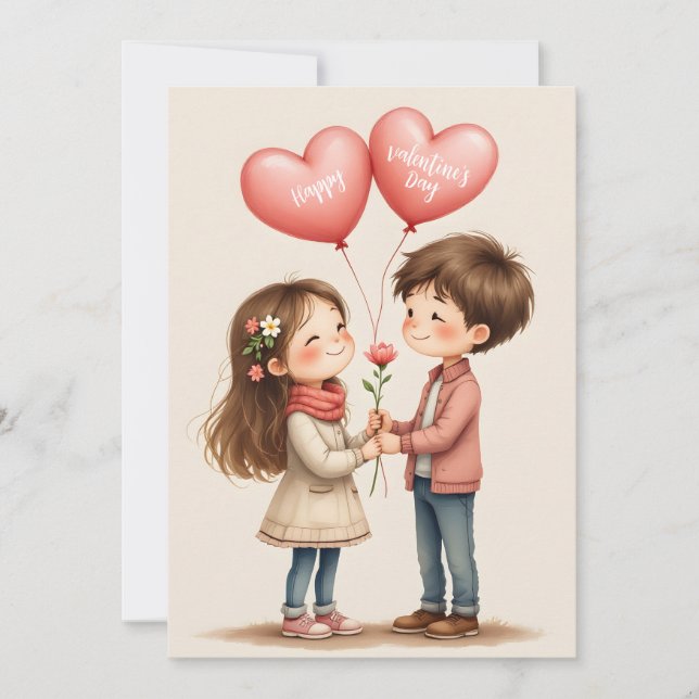 Cartes Pour Fêtes Annuelles Heureuse Sainte-Valentin Cute Couple (Devant)