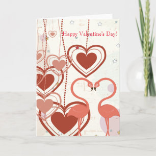 Cartes Pour Fêtes Annuelles Heureuse Sainte-Valentin Cute Flamant rose Heart S
