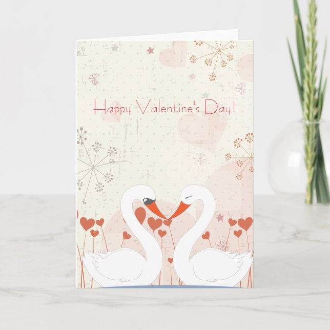 Cartes Pour Fêtes Annuelles Heureuse Sainte-Valentin Cute Romantic Swans (Devant)