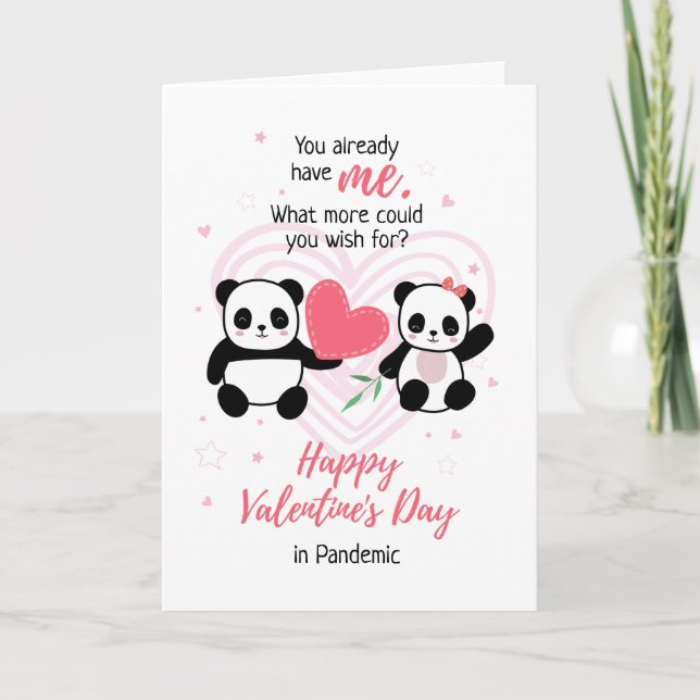 Cartes Pour Fêtes Annuelles Heureuse Sainte-Valentin dans le panda pandémique (Devant)