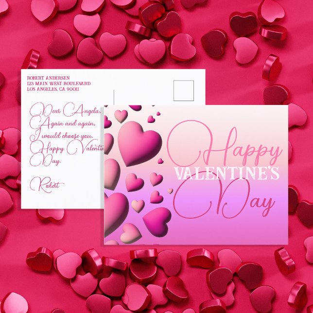 Cartes Pour Fêtes Annuelles Heureuse Sainte-Valentin de Coeurs roses mignons (Créateur téléchargé)