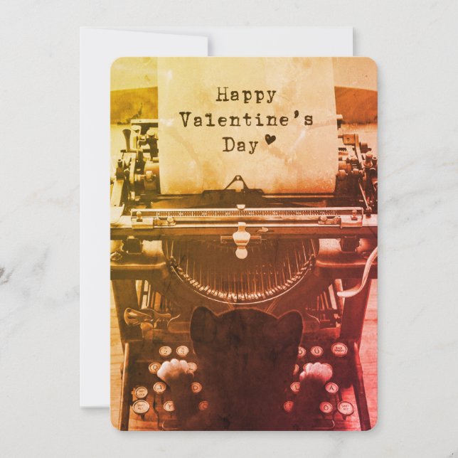 Cartes Pour Fêtes Annuelles Heureuse Sainte-Valentin de dactylographie de chat (Devant)