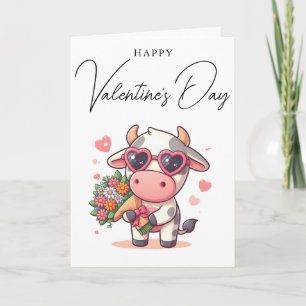 Cartes Pour Fêtes Annuelles Heureuse Sainte-Valentin de vache mignonne simple