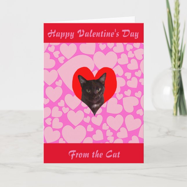Cartes Pour Fêtes Annuelles Heureuse Sainte-Valentin du chat (chat noir) (Devant)