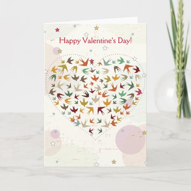 Cartes Pour Fêtes Annuelles Heureuse Sainte-Valentin Flying Bird Heart (Devant)