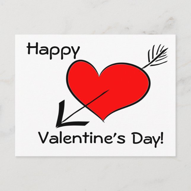 Cartes Pour Fêtes Annuelles Heureuse Sainte-Valentin Funny Red Heart Arrow Pos (Devant)