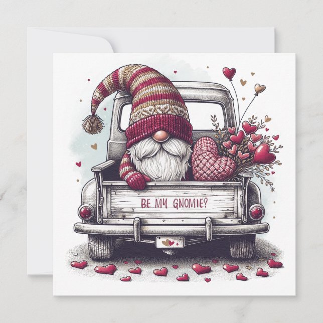 Cartes Pour Fêtes Annuelles Heureuse Sainte-Valentin Gnome (Devant)