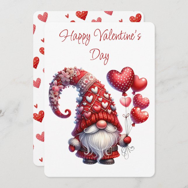 Cartes Pour Fêtes Annuelles Heureuse Sainte-Valentin Gnome (Devant / Derrière)