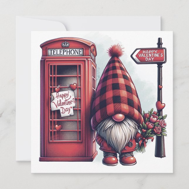 Cartes Pour Fêtes Annuelles Heureuse Sainte-Valentin Gnome (Devant)