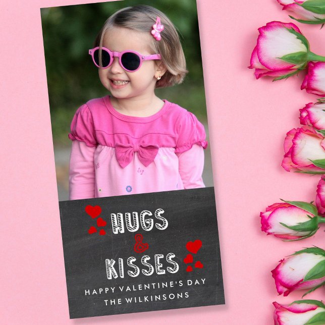 Cartes Pour Fêtes Annuelles Heureuse Sainte-Valentin Hugs Kisses Chalkboard Ph (Créateur téléchargé)