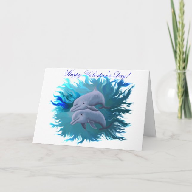 Cartes Pour Fêtes Annuelles Heureuse Sainte-Valentin - Paire de dauphins (Devant)
