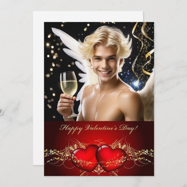 Cartes Pour Fêtes Annuelles Heureuse Sainte-Valentin Personnalisé Gay Twink (Devant / Derrière)
