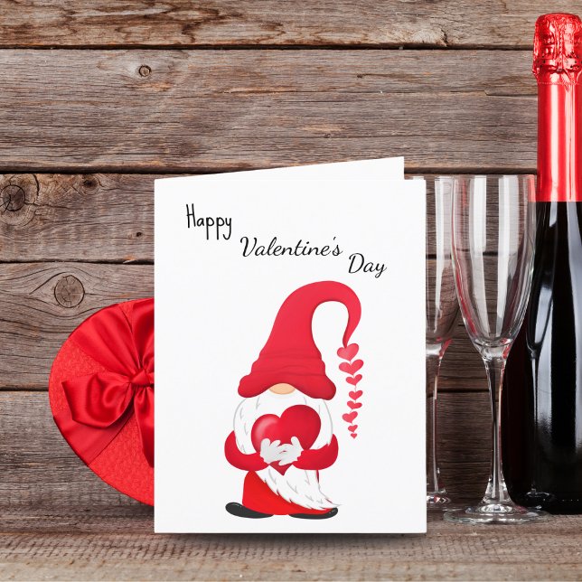 Cartes Pour Fêtes Annuelles Heureuse Sainte-Valentin Red Heart Gnome (Créateur téléchargé)