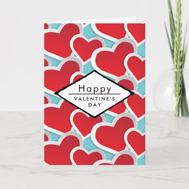 Cartes Pour Fêtes Annuelles Heureuse Sainte-Valentin Red Hearts (Devant)