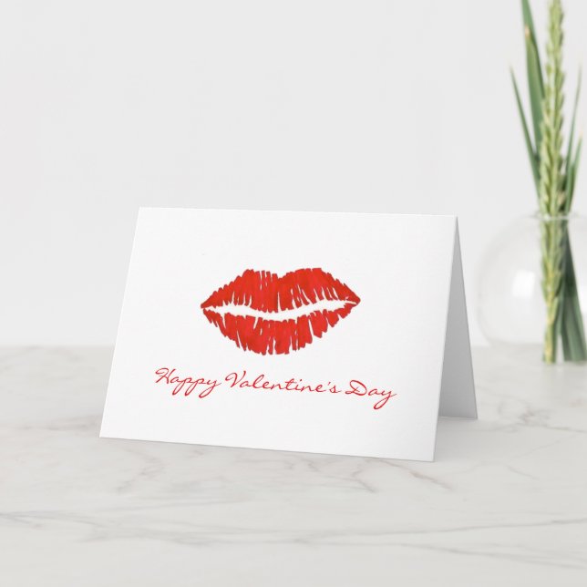 Cartes Pour Fêtes Annuelles Heureuse Sainte-Valentin Red Lipstick Lips Kiss Im (Devant)