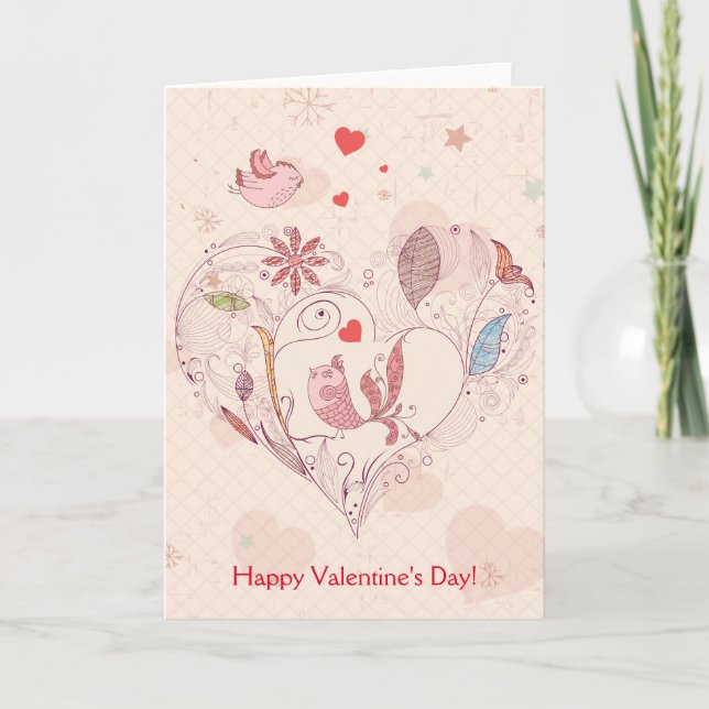Cartes Pour Fêtes Annuelles Heureuse Sainte-Valentin Rose Fleurs Whimsical Ois (Devant)