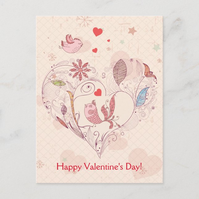 Cartes Pour Fêtes Annuelles Heureuse Sainte-Valentin Rose Fleurs Whimsical Ois (Devant)