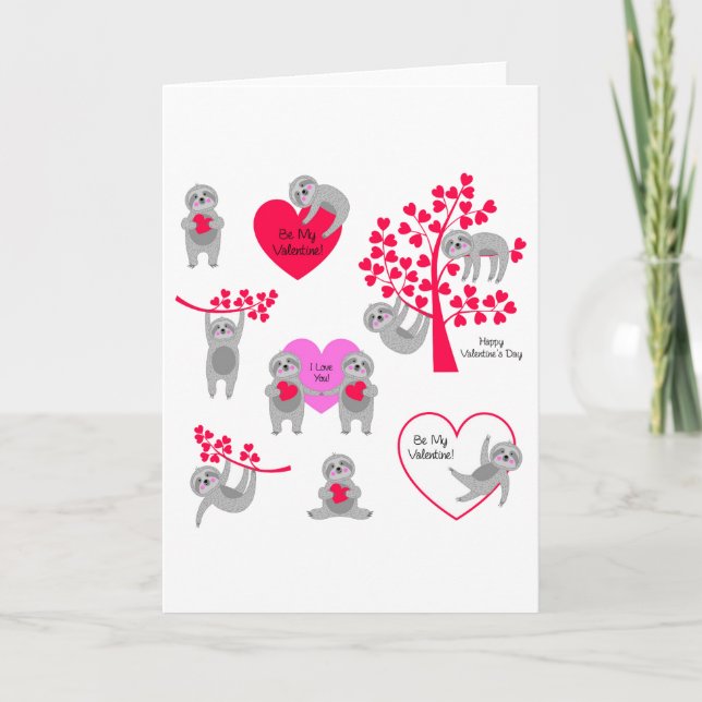 Cartes Pour Fêtes Annuelles Heureuse Sainte-Valentin Sloth (Devant)