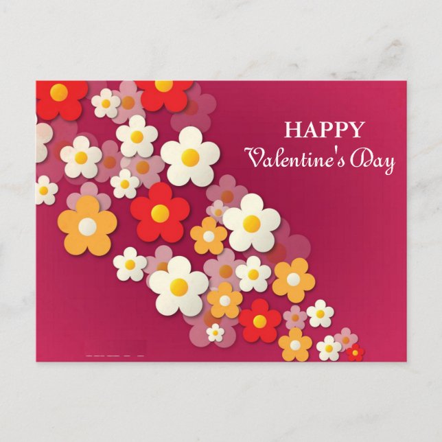 Cartes Pour Fêtes Annuelles Heureuse Sainte-Valentin | Valentine florale print (Devant)
