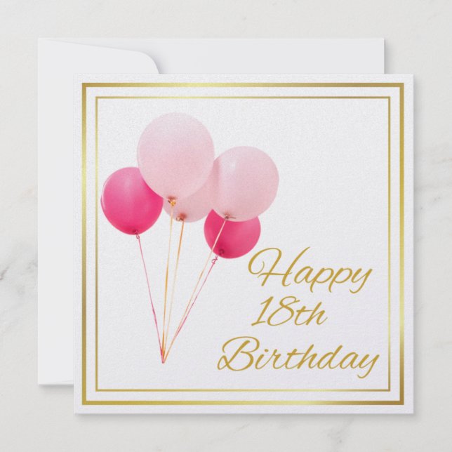 CARTES POUR FÊTES ANNUELLES HEUREUX 18E ANNIVERSAIRE -SECTION D'OR (Devant)