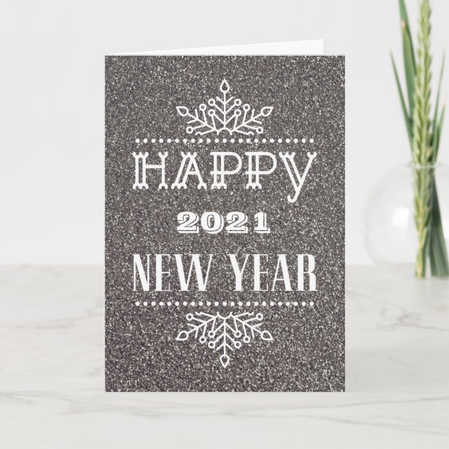 Cartes Pour Fêtes Annuelles HEUREUX 2021 NOUVELLE ANNÉE | Typographie moderne (Devant)