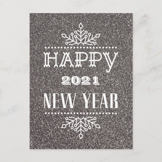 Cartes Pour Fêtes Annuelles HEUREUX 2021 NOUVELLE ANNÉE | Typographie moderne (Devant)