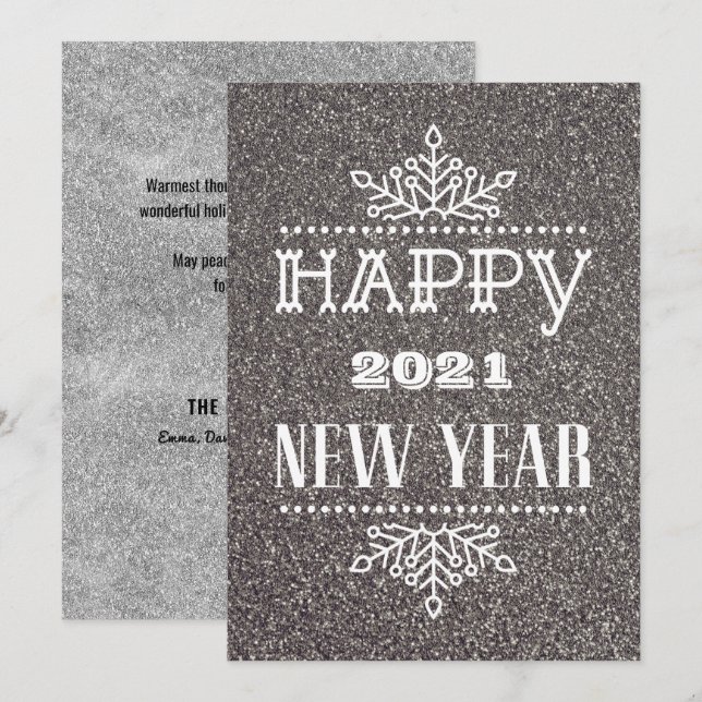 Cartes Pour Fêtes Annuelles HEUREUX 2021 NOUVELLE ANNÉE | Typographie moderne (Devant / Derrière)