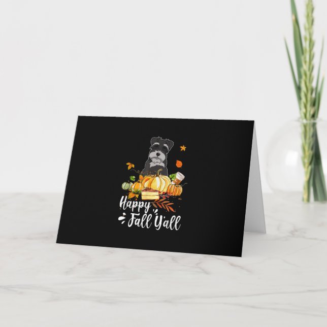 Cartes Pour Fêtes Annuelles heureux automne yall schnauzer chien grâces (Devant)
