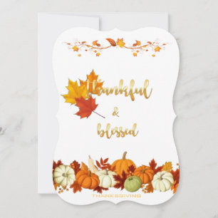 Cartes Pour Fêtes Annuelles Heureux, Bienheureux Script D'Or Thanksgiving Phot